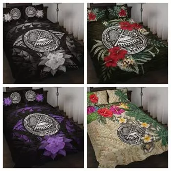 Duvet Cover Set Tmarc Tee American Samoa Polynesian Hibiscus Yellow Quilt Bedding Sets Single 135x200cm