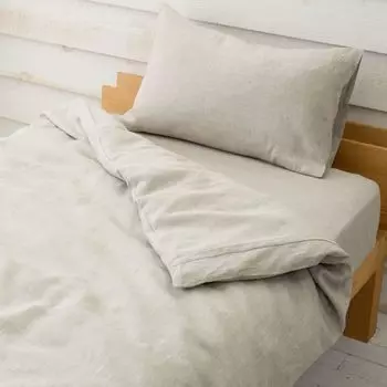 Duvet Cover Standard Double Duvet Cover Linen Oatmeal 190 x 210 cm Linen Beige With Strap Snap Zipper Moisture Absorbent [Cadeau-ya]
