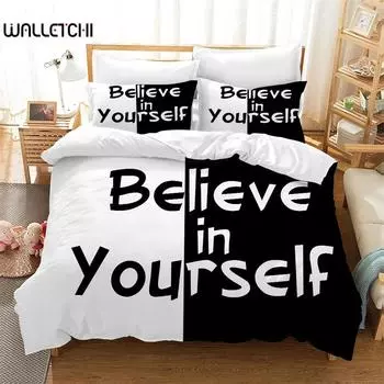 Duvet Cover with Believe In Yourself/You Are Special/Time/Love/Keep on Letters Pattern Bedding Set Comforter Cover Bed Set Gifts 135X200cm
