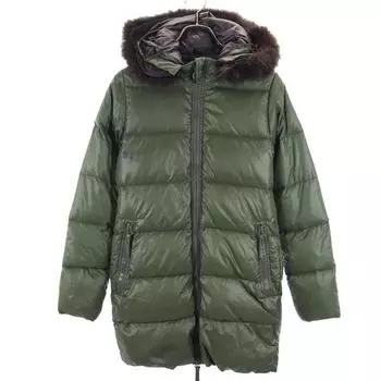 DUVETICA Long sleeve Down jacket 38 green Raccoon real fur hood Women Used