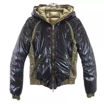 DUVETICA reversible Down jacket 40 Black/Brown hood Women Used