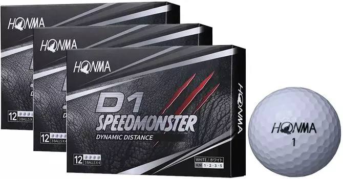 Дюжина мячей для гольфа Honma Golf Honma D1 Speed Monster 3 дюжины [3 + Бонус] (3 Дюжины_Белый) белый