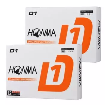 Дюжина мячей для гольфа Honma Golf D1, модель 2024 года BT2401, оранжевые, в комплект входит карточка магазина официально лицензированных мячей [2 комплекта] (24 мяча) оригинал