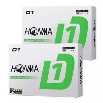 Дюжина мячей для гольфа Honma Golf D1, модель 2024 года BT2401, зеленые, в комплект входит карточка магазина официально лицензированных мячей [2 комплекта] (24 мяча) оригинал