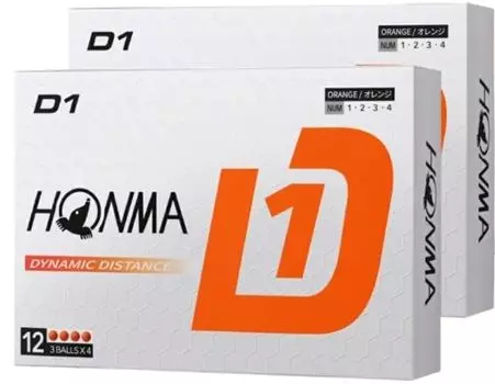Дюжина мячей для гольфа Honma Golf D1 2024 года, модель BT2401, мячи для гольфа HONMA, 2 дюжины, 24 мяча [2 комплекта] (оранжевый)