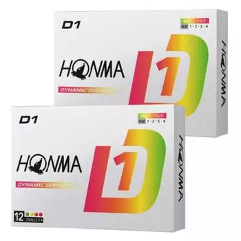 Дюжина мячей для гольфа Honma Golf D1, модель 2024 года BT2401, разноцветные, официально лицензированные мячи, в комплекте карточка магазина [2 комплекта] (24 мяча) оригинал