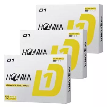 Дюжина мячей для гольфа Honma Golf D1, модель 2024 года BT2401, желтые, в комплект входит карточка магазина официально лицензированных мячей [3 комплекта] (36 мячей) оригинал жёлтый