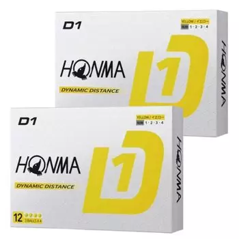 Дюжина мячей для гольфа Honma Golf D1, модель 2024 года BT2401, желтые, в комплект входит карточка магазина официально лицензированных мячей [2 комплекта] (24 мяча) оригинал жёлтый