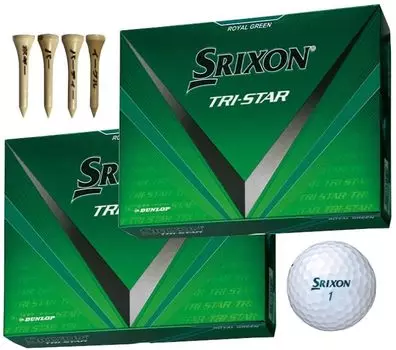 Дюжина мячей для гольфа TRI STAR 2024 года выпуска [2 + бонус] (2 дюжины_Королевский зеленый) белый