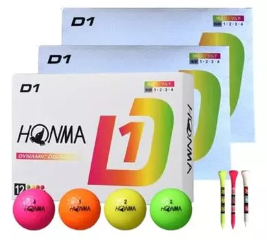 дюжина мячей Honma Golf HONMA D1 2024 модель BT2401 многоцветные 3 дюжины штук x 3 бонусных тройника [3 + бонус] (12 3)
