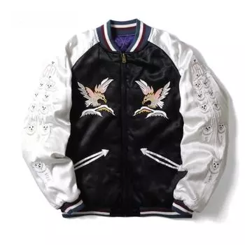 ДВУСТОРОННЯЯ СУВЕНИРНАЯ КУРТКА 51390 [Хьюстон] (АЛЯСКА) (M, ЧЕРНЫЙ И ТЕМНО-СИНИЙ)