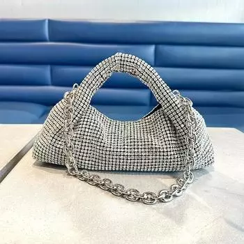 Dw Diamond женская сумка премиум-класса со стразами сумка-пельмень модная цепочка подмышки ужин серебряный