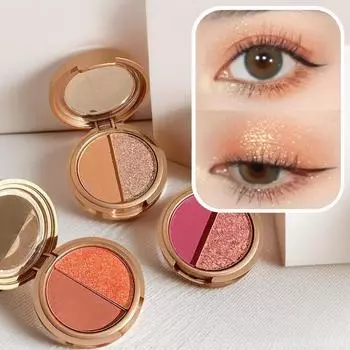 Два цвета теней для век, цвет тыквы, цвет земли, тени для век, блестящие тени для век, макияж глаз, косметика