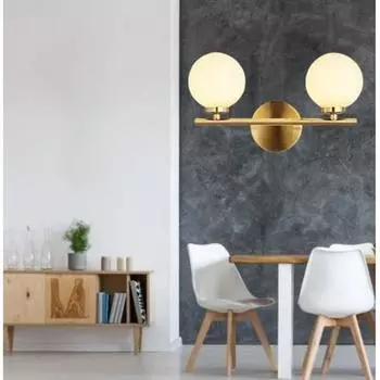 Два глобуса под углом 180 градусов, металлический и стеклянный настенный светильник и настенный светильник для домашнего декора, золотой и матовый, переменный ток