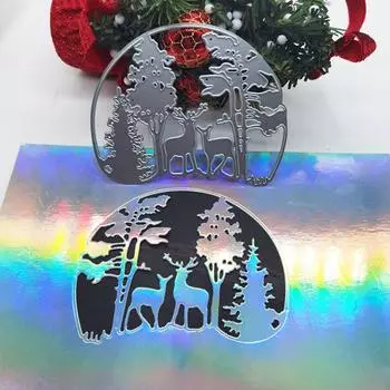 Два оленя в лесу Скрапбукинг металлические штампы трафареты для DIY альбом декор бумажной карты серебряный