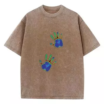 Два рисунка на одной руке Принт Мужская футболка Графическая Домашняя футболка Высококачественная Молодежная футболка Одежда Хлопок Короткий рукав S