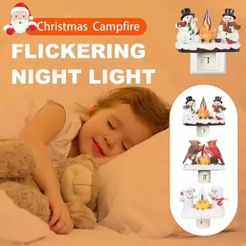 Два рождественских персонажа костер мерцающий ночник, смоляная рождественская лампа для спальни и ванной комнаты One Size