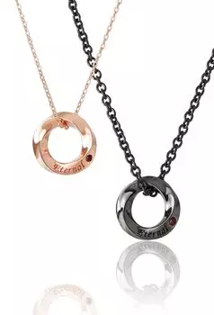 Два специальных технических характеристик ограниченного выпуска, пара колец с красным бриллиантом, парные ожерелья из серебра 925 пробы для взрослых [Закрыть меня] (Не гравировано)