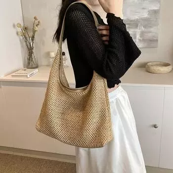 Два в одном Bohemia Новые женские сумки для отдыха и путешествий Летняя пляжная сумка из ротанга, плетеная вручную вязаная соломенная сумка большой вместимости