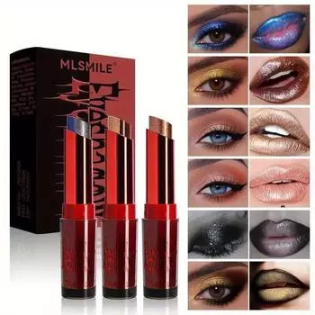 Два в одном градиентные тени для век Ленивые тени для век Помада-карандаш Водостойкая и долговечная Идеальный подарок на Хэллоуин,