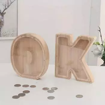 Двадцать шесть английских алфавитов, копилка, монета, деньги, копилка, деревянная коробка для хранения писем, настольное украшение, домашний декор, поделки для детей