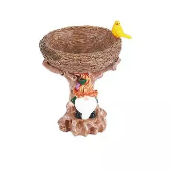 Dwarf Design Bird Feeder Resin Bird Water Bowl Bird Raising Tool Art Statue for Bird Lovers Parrot