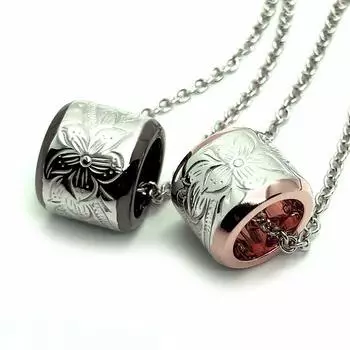 Две гавайские ювелирные изделия ожерелье в форме бочонка розовое золото черное [Закрыть меня] (Пара (Гравировка отсутствует))