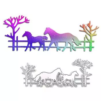 Две лошади на холме, дизайн, металлические штампы, сделай сам, скрапбукинг, тиснение, трафарет, бумага, шаблон для альбома серебряный