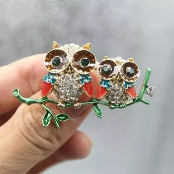 Две милые веточки, капающие маслом, двойная брошь в виде совы, мужская и женская брошь, аксессуары для корсажа