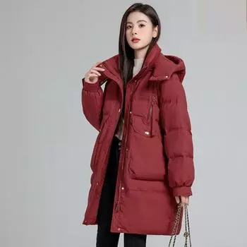 Две модели на молнии 2024 года, новая средняя и длинная белая утиная пуховая утолщенная свободная теплая куртка высокого класса для женщин M size 90-55kg белый