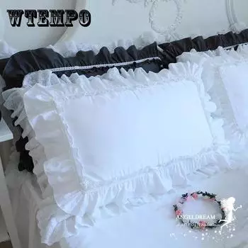 Две пары кружевных хлопковых наволочек «Принцесса» с двойными рюшами