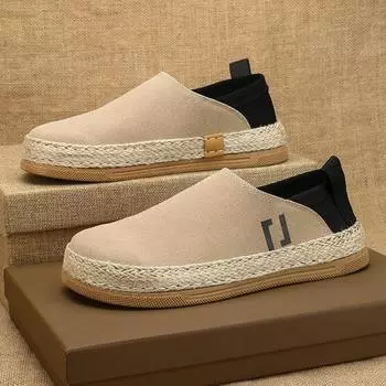 Две пары мужских туфель, соломенная подошва, одна педаль, ленивые туфли, мужская летняя обувь 2024 года, модная мужская обувь 39