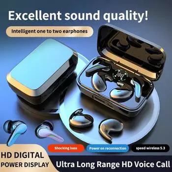 Две пары наушников Беспроводные наушники Bluetooth 5.3 Стерео шумоподавление Наушники Спортивные водонепроницаемые гарнитуры с микрофоном чёрный