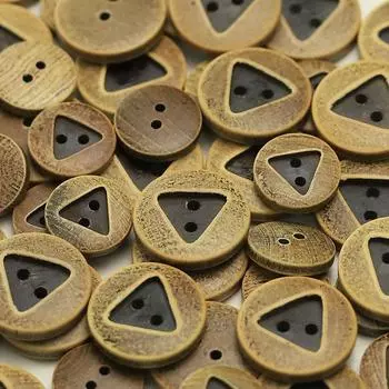 Две пуговицы круглые треугольные деревянные вязаный кардиган куртка деревянные пуговицы куртка свитер тренч пуговицы 1 #[two-eye triangle log color] 15mm