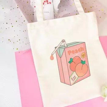 Две розовые персиковые молочные милые сумки на плечо с мультяшным принтом, хозяйственная сумка Harajuku College Wind, новая трендовая женская сумка большой вместимости, кошелек 24*26cm