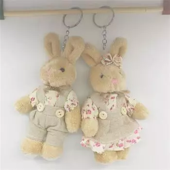 Дверь автомобиля ключ женский брелок плюшевый брелок цветочный ткань медведь кролик пара медведь кролик сумка подвески B