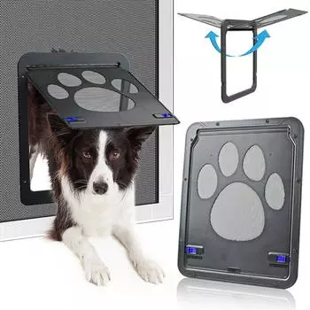 Дверь с откидной сеткой для собак и кошек, запираемая, безопасная для щенков, магнитная откидная дверь, оконные ворота для домашних животных, наружные двери, запираемая дверь для домашних животных для кошек и собак