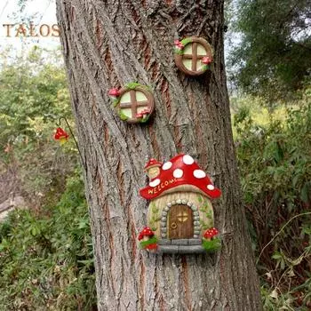 Дверь в виде грибного домика светится в темноте, декоративное изысканное мастерство, великолепное светящееся украшение для сада в виде волшебного дерева, модель окна, принадлежности для двора