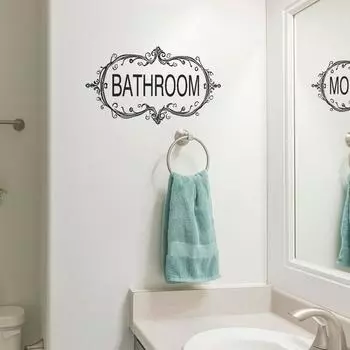 Дверь ванной комнаты с фоновой наклейкой для украшения стены 17*29cm/fun-a007