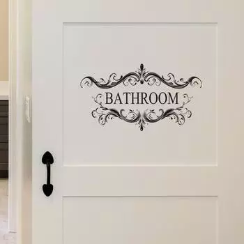 Дверь ванной комнаты с наклейкой на стену с изображением ландшафтного дизайна на заднем плане 17*29cm/fun-a008