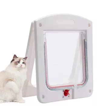 Дверца для домашних животных с 4-сторонним замком, большая дверца для собак и кошек, устанавливается во внутренние и наружные двери, устойчивая к атмосферным воздействиям дверца для домашних животных из дерева и ПВХ шоколадный