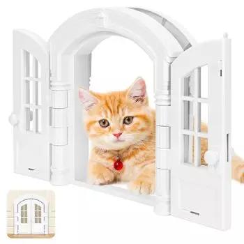 Дверца для кошек aleawol, французская дверца для кошек с замком, предотвращение побега, дверной проем 23x16 см, подходит для кошек весом до 10 кг, дверца для домашних животных, модернизированная для внутреннего шкафа белый