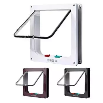 Дверца для кошек с 4-позиционным замком безопасности, калитка из АБС-пластика, для безопасного входа/выхода щенков и котят, комплект дверцы для собак и кошек, товары для мелких домашних животных S чёрный