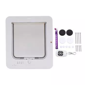 Дверца для кошек с микрочипом, автоматическая разблокировка, водонепроницаемая, аккумулятор 210 мАч, контролируемый вход и выход для домашних животных белый