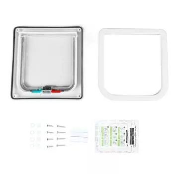 Дверца для кошек с замком, малошумная, внутренняя и внешняя, для котят, для оконной стены, белая