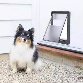 Дверца для собак Автоматическая Простая установка Собаки контролируют направление Свободный вход и выход Удобные принадлежности для животных Аксессуары S(28X34X4.5CM) белый