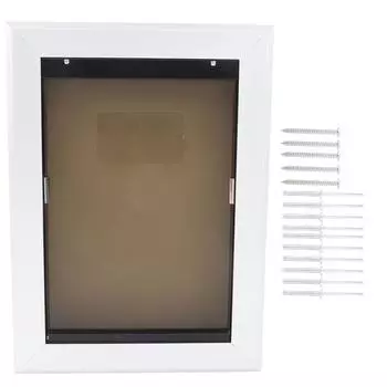 Дверца для собак Гибкая запираемая безопасная прочная прочная дверца для защиты домашних животных для внутренних и наружных дверей, серебристая 418x306.5x65mm / 16.5x12.1x2.6in серебряный