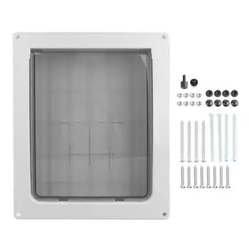 Дверца для собак, прочная, утолщенная, широкая, безопасная, прочная и долговечная, для защиты домашних животных, для внутреннего и внешнего использования белый