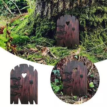 Двери фей для деревьев, уличные миниатюрные двери фей для украшения деревьев, аксессуары для сада фей One Size