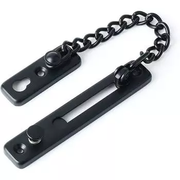 Дверная цепь безопасности, узкий дверной ограничитель, подпружиненный противоугонный дверной замок с винтами для внутренней двери дома, матовая черная отделка из нержавеющей стали чёрный